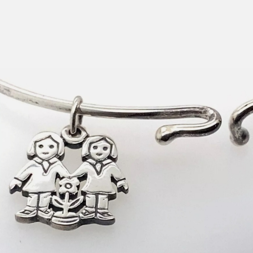 James Avery Girl Boy Flower Charm Sterling Silver Hook Bracelet ❤️ - Picture 3 of 7